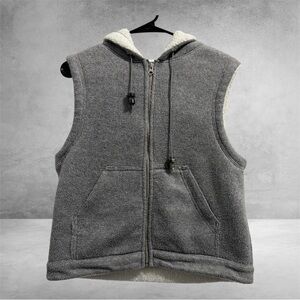 COACO New York Gray Sherpa Lined Hooded Vest size S